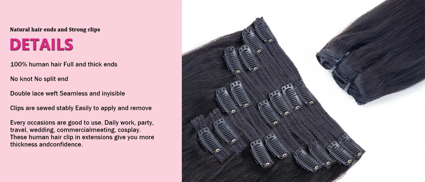8Pcs Clip Ins 4/27 Highlight Color Straight Clip In Human Hair Extensions Brazilian Human Hair Clip In Hair Extensions 120G/Pack