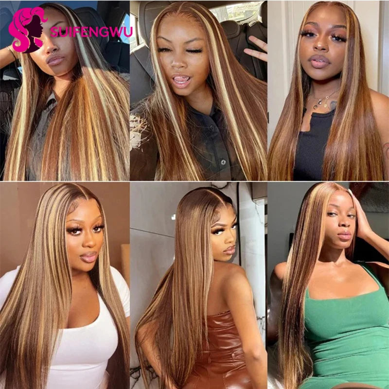 22 24 26 Inch Highlights Human Hair Bunldes P4/27 Straight Human Hair Extension 12A straright Bunldes high quality Raw Haïr Bundles