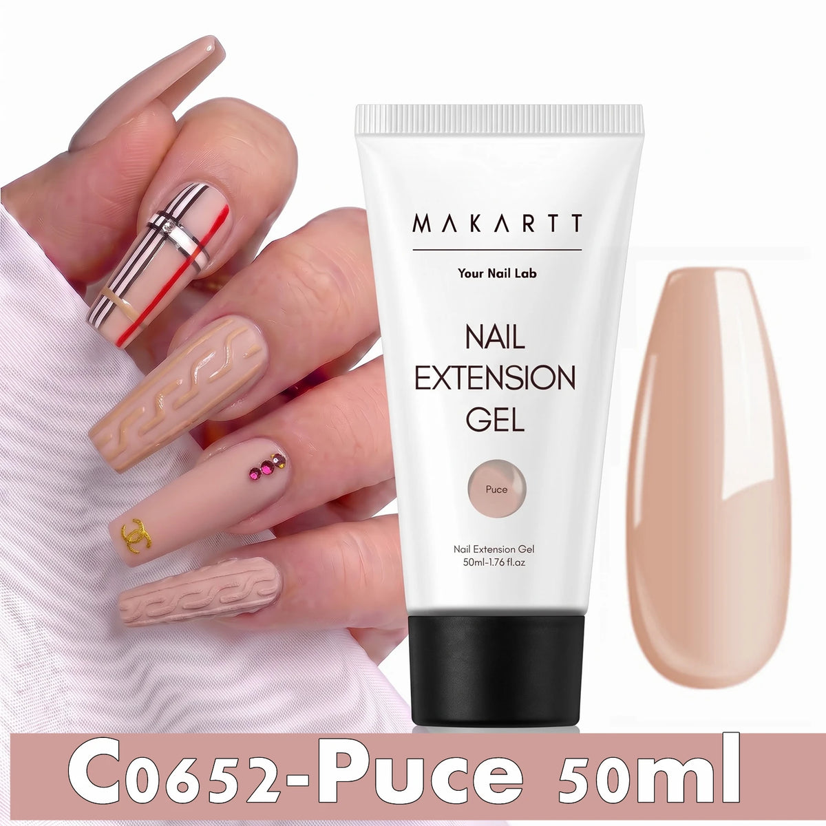 Makartt HEMA-Free Poly Nail Extension Gel 50ml, Hybrid Acrygel Builder Multi-Color, Long-Lasting French Manicure DIY Nail Art