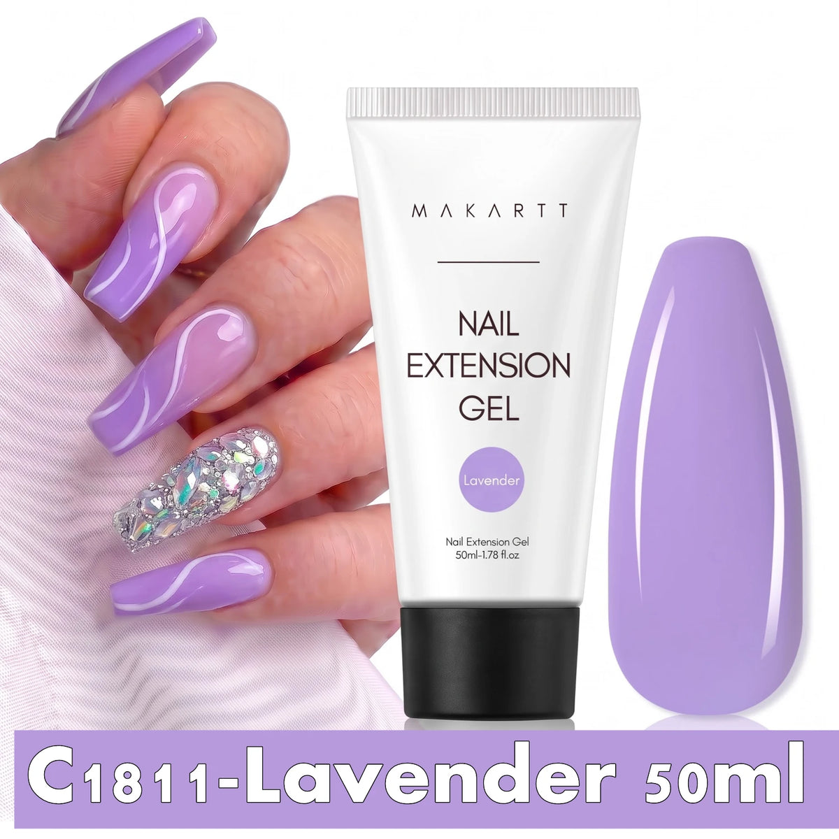 Makartt HEMA-Free Poly Nail Extension Gel 50ml, Hybrid Acrygel Builder Multi-Color, Long-Lasting French Manicure DIY Nail Art