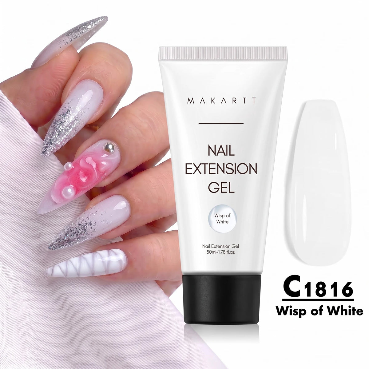Makartt HEMA-Free Poly Nail Extension Gel 50ml, Hybrid Acrygel Builder Multi-Color, Long-Lasting French Manicure DIY Nail Art