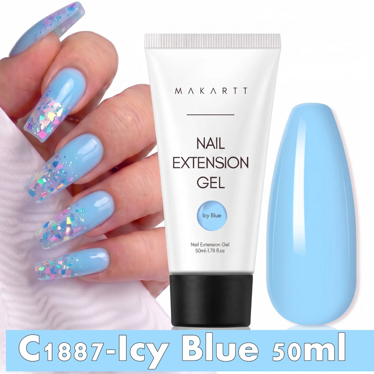 Makartt HEMA-Free Poly Nail Extension Gel 50ml, Hybrid Acrygel Builder Multi-Color, Long-Lasting French Manicure DIY Nail Art