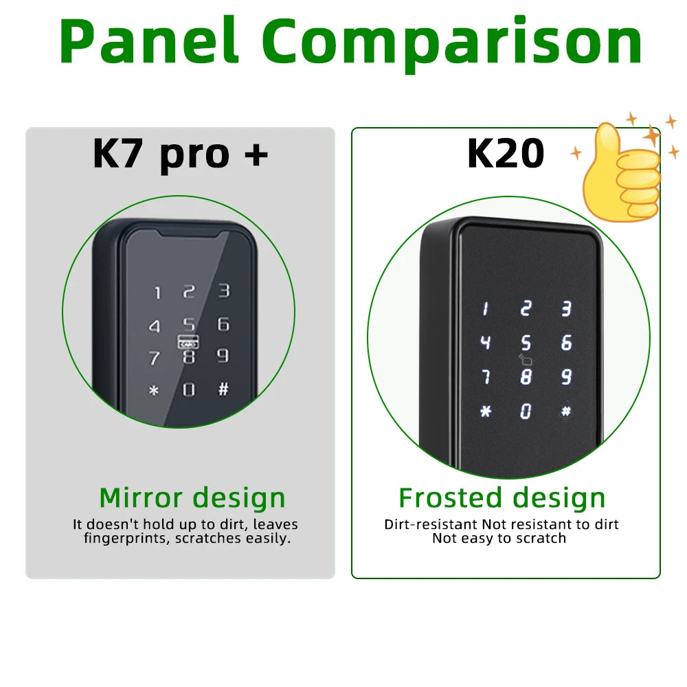 2024 NEW RAYKUBE K20 9-language Biometric Fingerprint Door Lock Electronic Door Lock with  Tuya APP/IC Card/Password/ Key Unlock