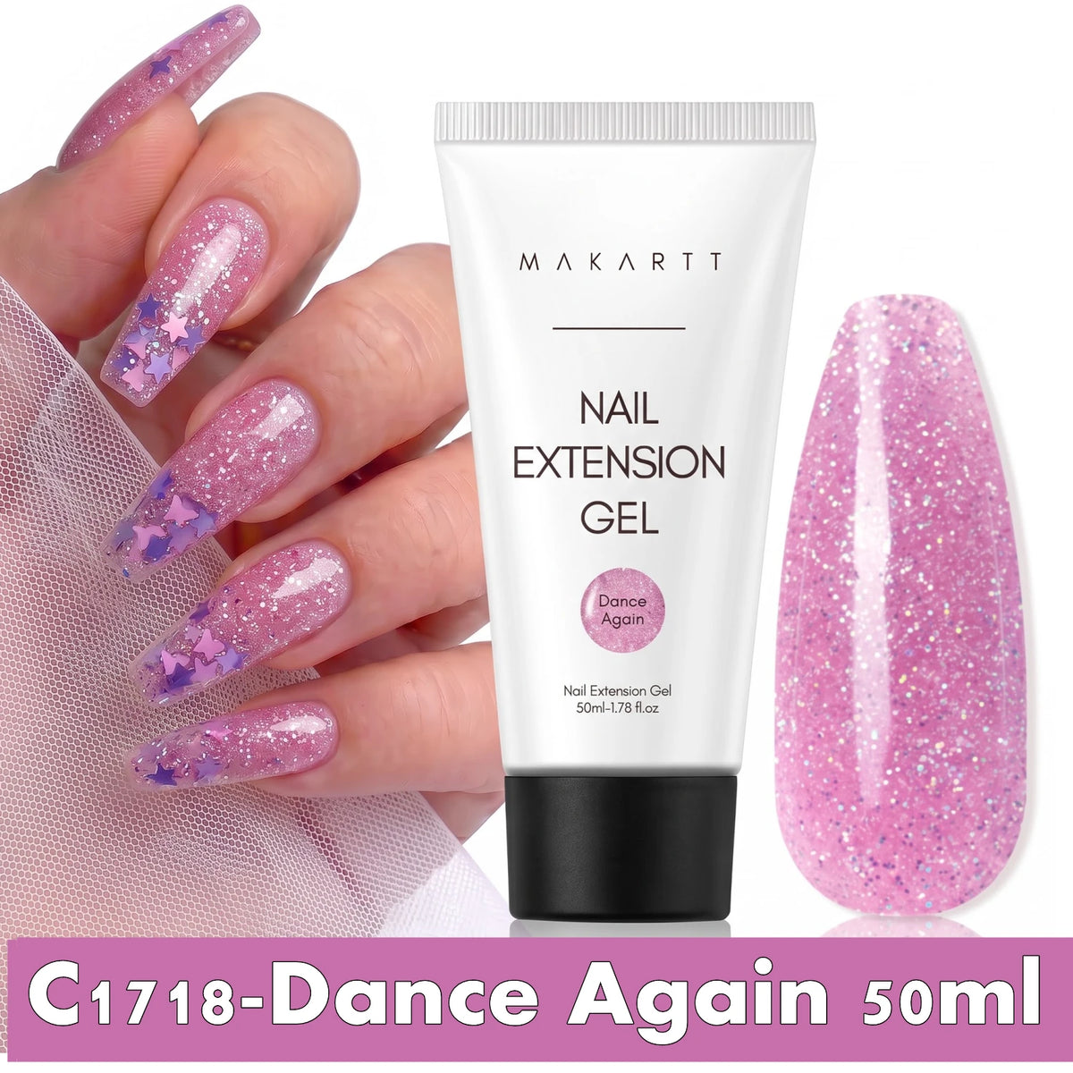 Makartt HEMA-Free Poly Nail Extension Gel 50ml, Hybrid Acrygel Builder Multi-Color, Long-Lasting French Manicure DIY Nail Art