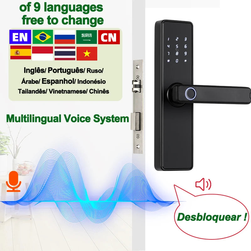 2024 NEW RAYKUBE K20 9-language Biometric Fingerprint Door Lock Electronic Door Lock with  Tuya APP/IC Card/Password/ Key Unlock