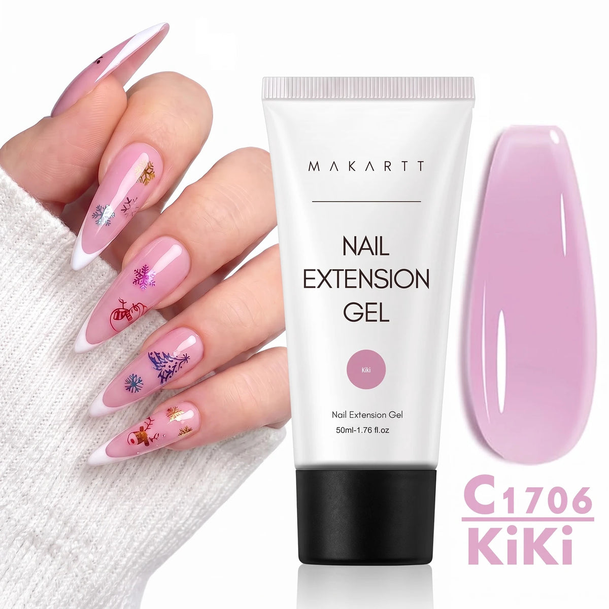 Makartt HEMA-Free Poly Nail Extension Gel 50ml, Hybrid Acrygel Builder Multi-Color, Long-Lasting French Manicure DIY Nail Art
