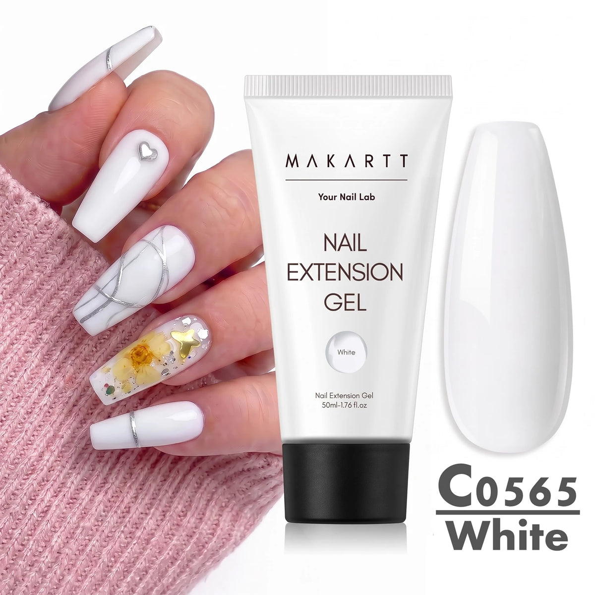 Makartt HEMA-Free Poly Nail Extension Gel 50ml, Hybrid Acrygel Builder Multi-Color, Long-Lasting French Manicure DIY Nail Art