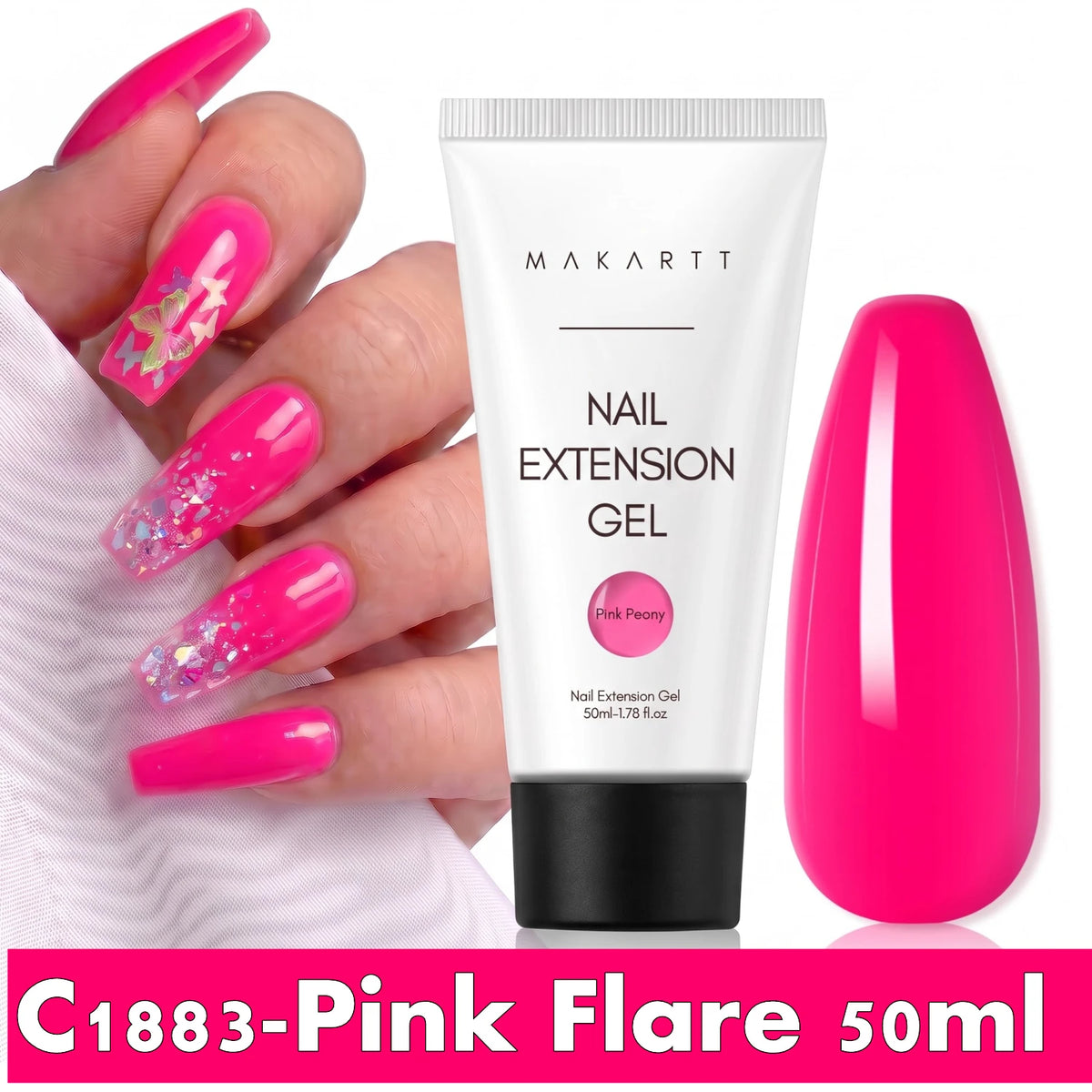 Makartt HEMA-Free Poly Nail Extension Gel 50ml, Hybrid Acrygel Builder Multi-Color, Long-Lasting French Manicure DIY Nail Art