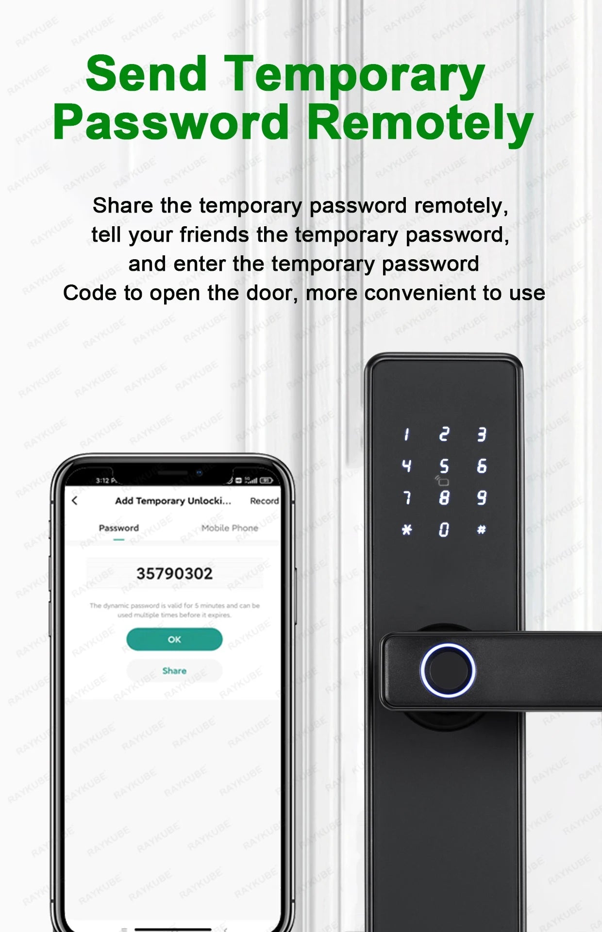 2024 NEW RAYKUBE K20 9-language Biometric Fingerprint Door Lock Electronic Door Lock with  Tuya APP/IC Card/Password/ Key Unlock