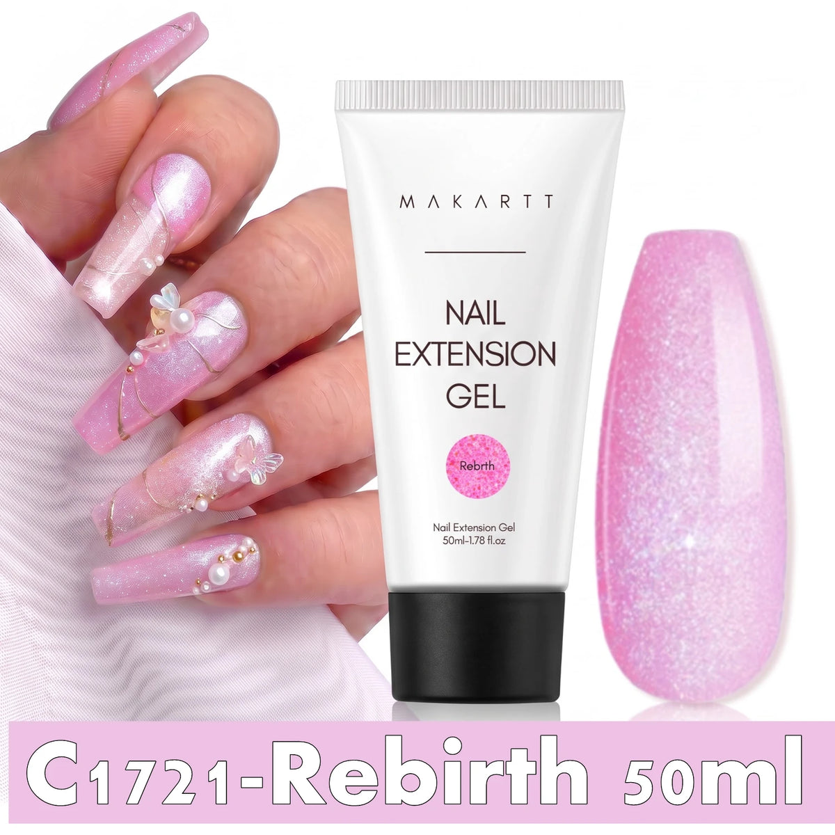 Makartt HEMA-Free Poly Nail Extension Gel 50ml, Hybrid Acrygel Builder Multi-Color, Long-Lasting French Manicure DIY Nail Art