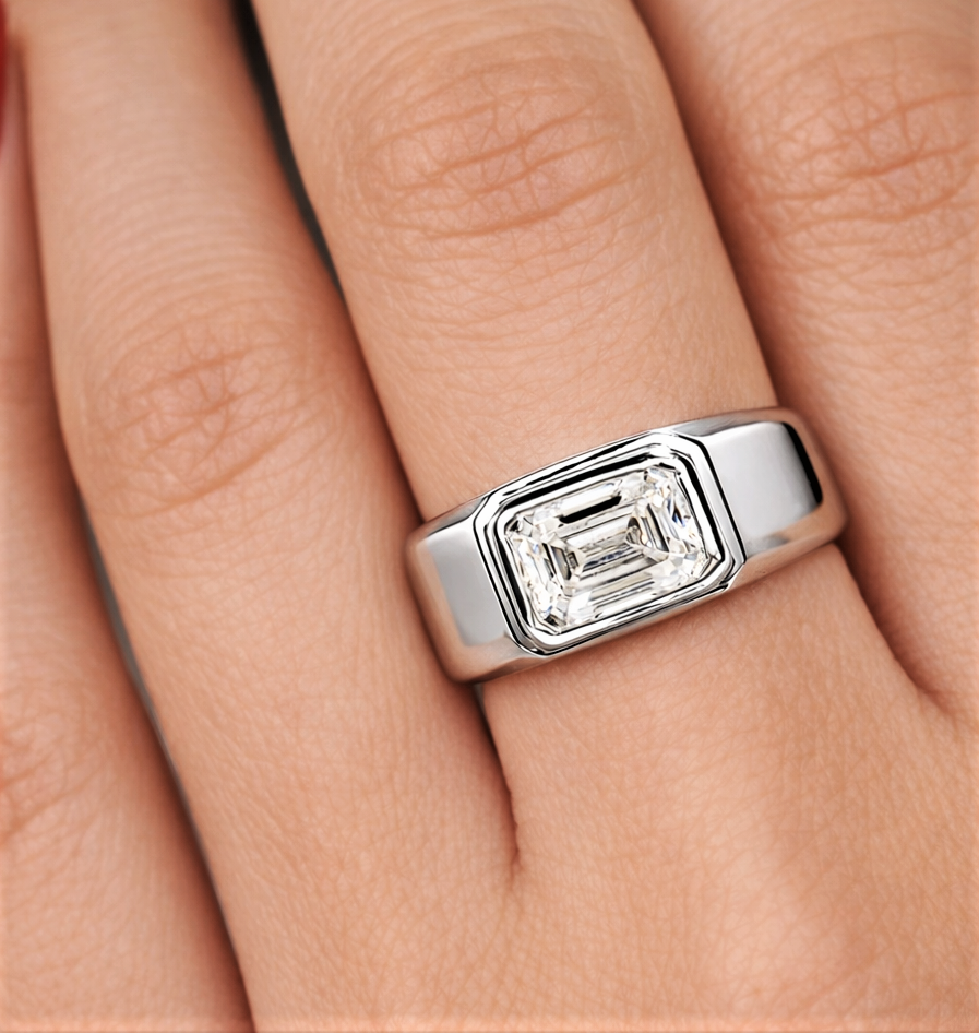 Fede con Moissanite Taglio Smeraldo di ct 2,00