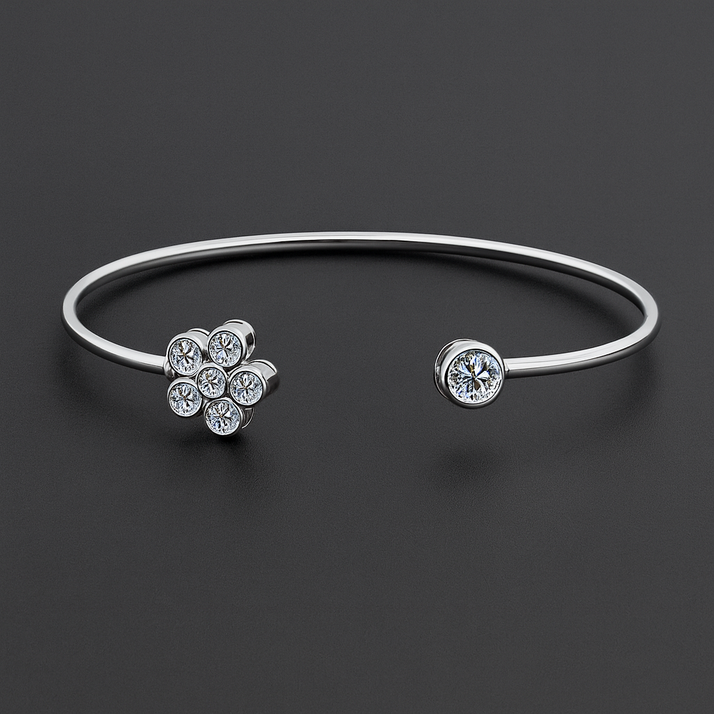 Mini collezione di Bracciali Rigidi Aperti con Moissaniti