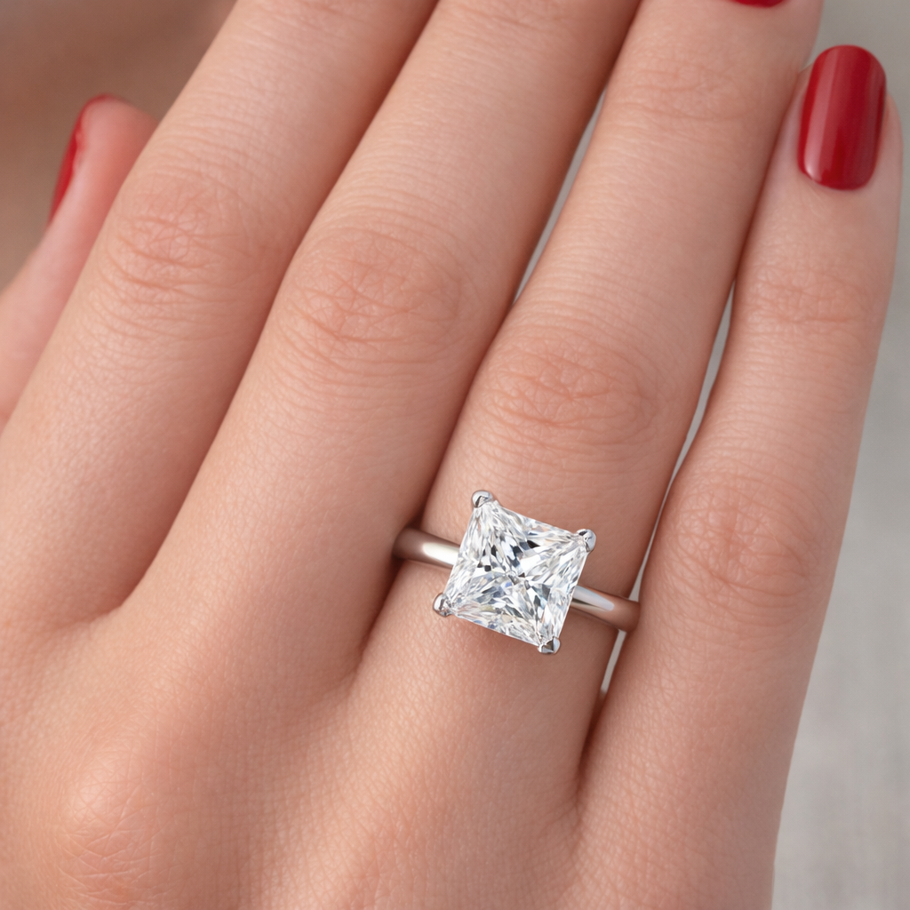 Solitario con Moissanite Taglio Princess