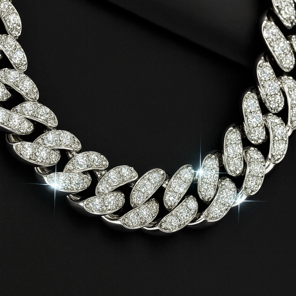 Bracciale e Collana a Maglia Groumette con Moissaniti