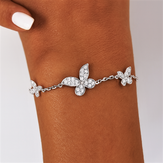 Bracciale con 3 Farfalle in Moissanite D Color