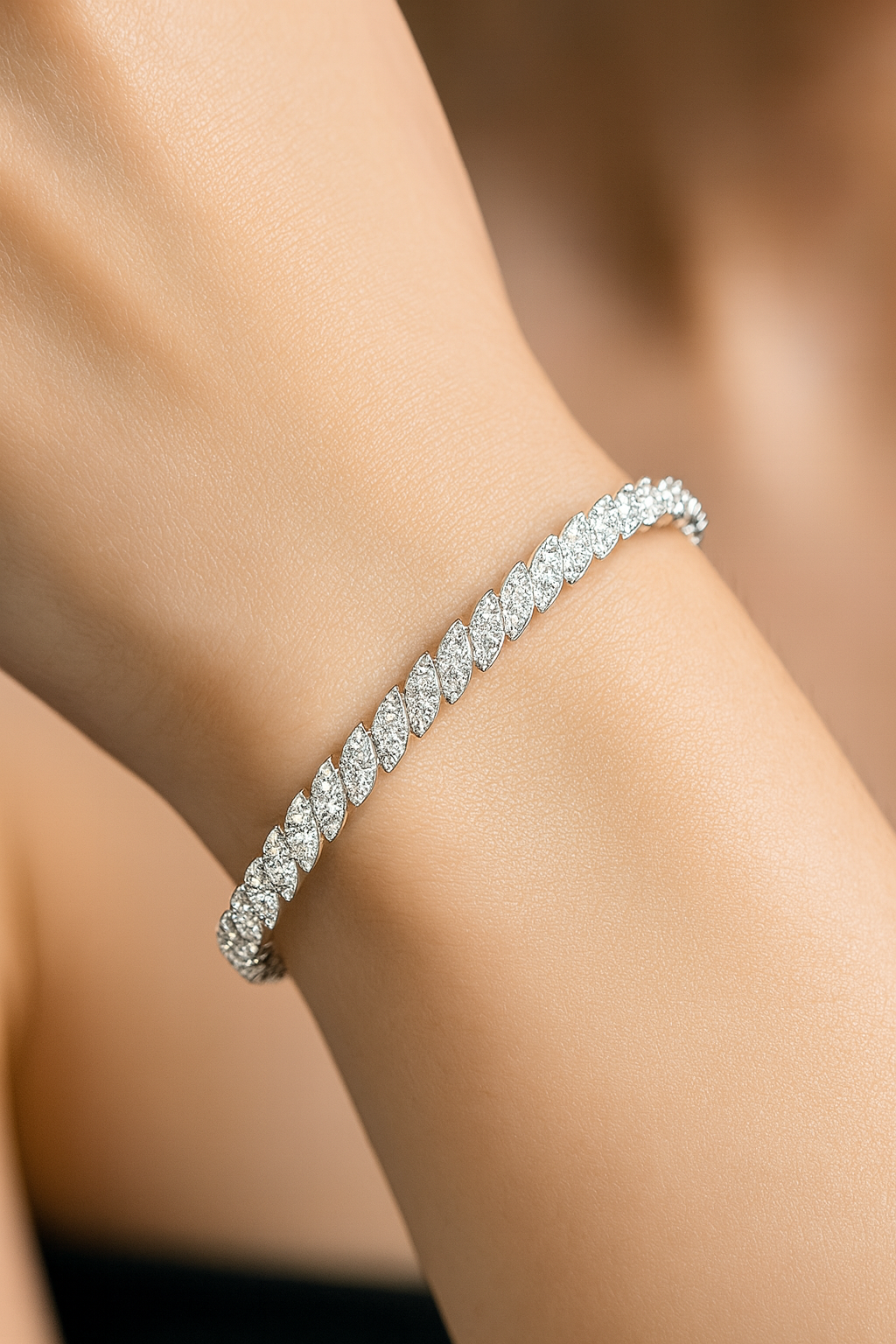 Bracciale Tennis a Foglie di Moissaniti
