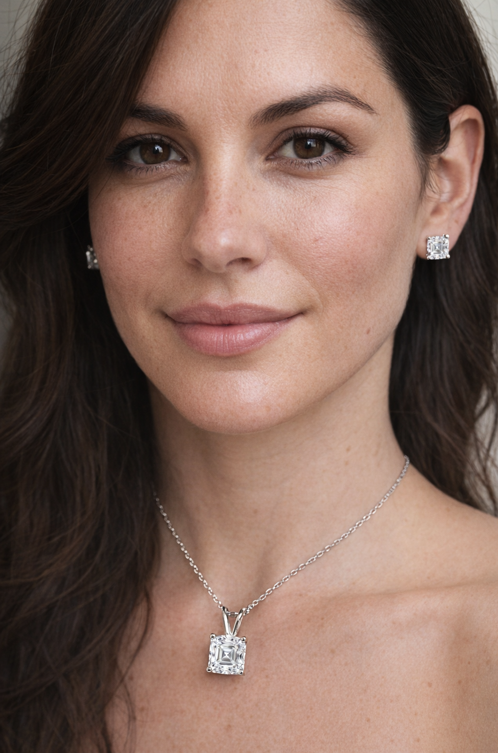 Parure Collana e Orecchini con Moissaniti Asscher