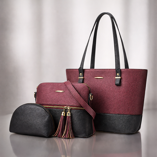 Conjunto de dos bolsos y un clutch: elegancia y funcionalidad 