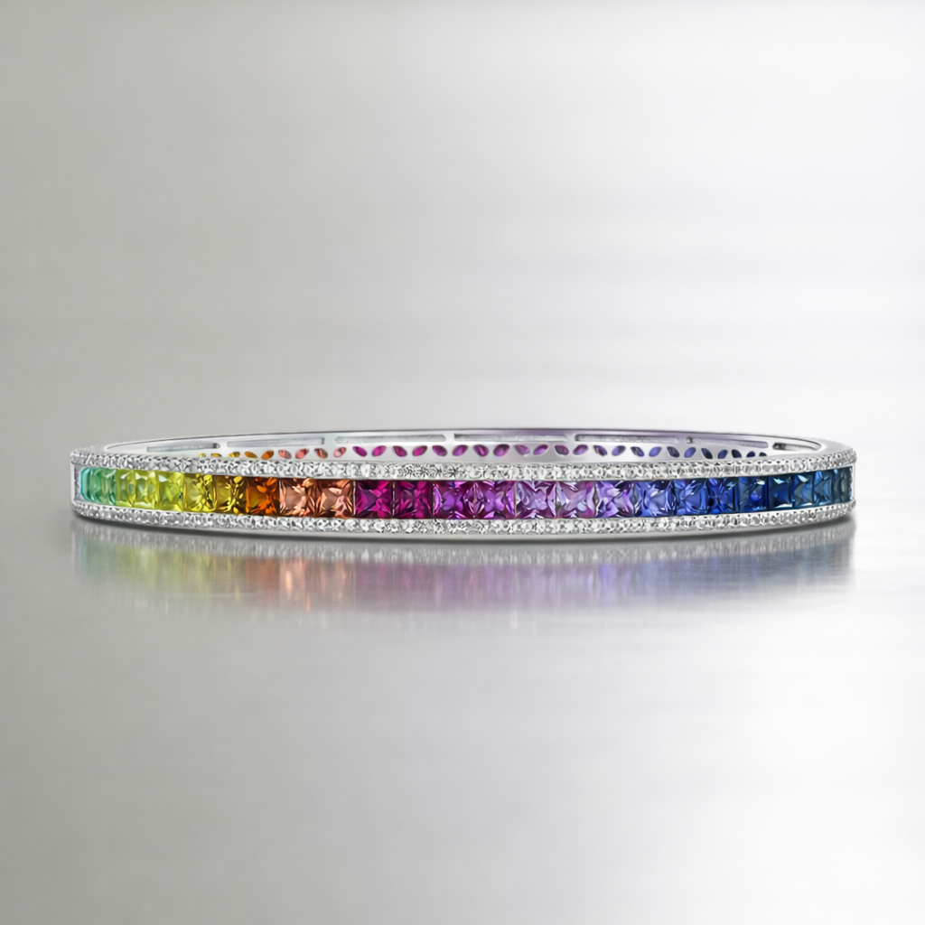 Bracciale con Zaffiri Multicolor creati in Laboratorio Taglio Princess