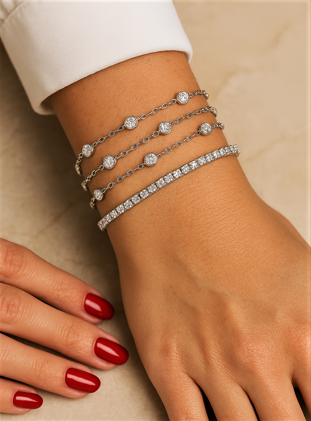 Collana di cm 90 a Castoni Tondi con Moissaniti per ct 3,30