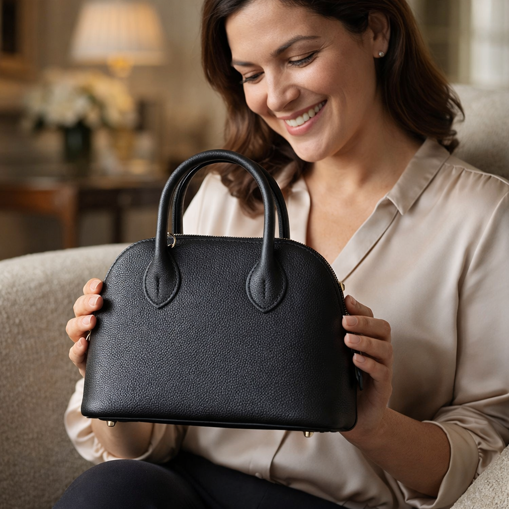Borsa in Fiore di Pelle Goffrata