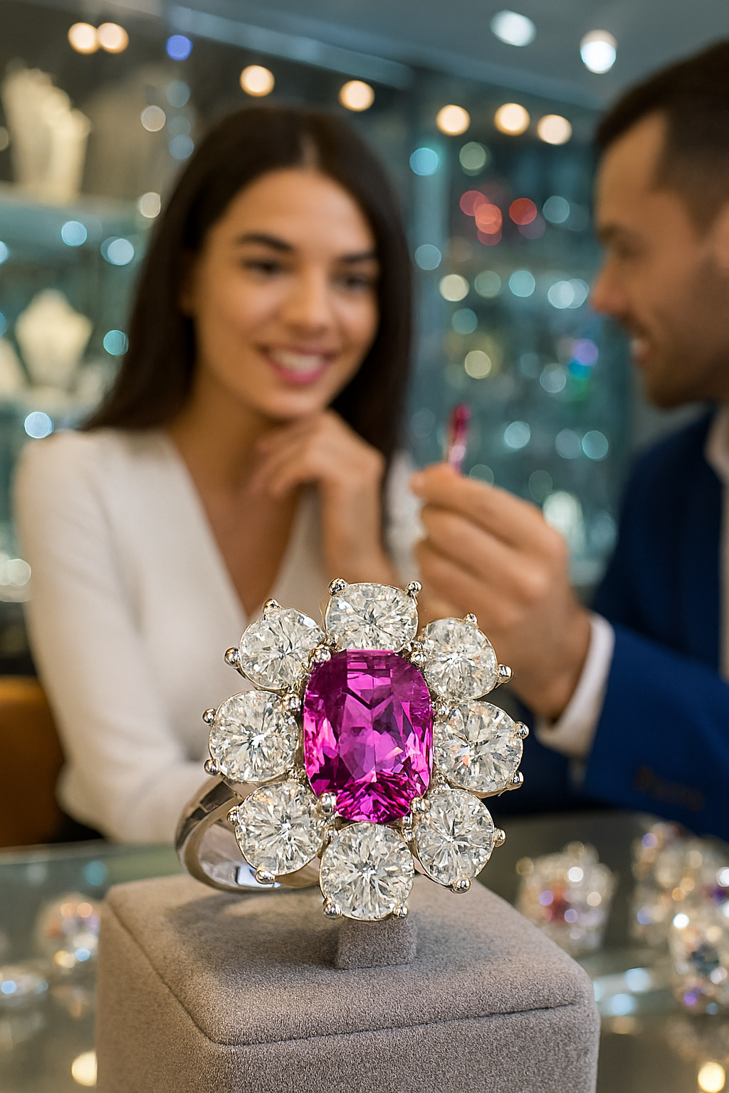 Zaffiro Rosa Lab Grown Taglio Cuscino Allungato