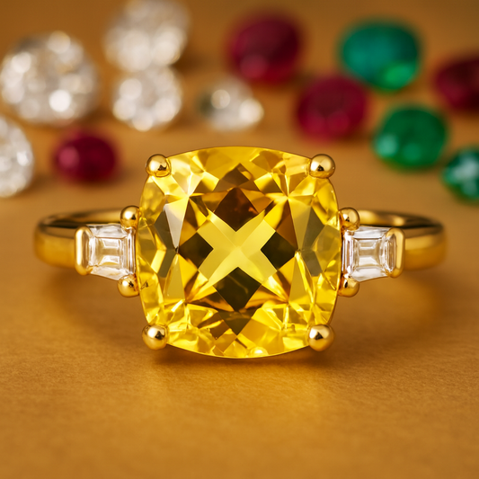 Zaffiro Giallo Lab Grown Taglio Cuscino