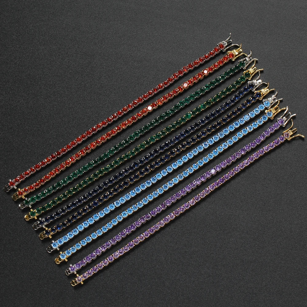Bracciali Tennis con Zirconi Colorati di qualità AAA da 4 mm