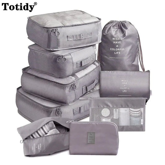 9 Pieces Set Travel Organizer Storage Bags Suitcase Packing Set Storage Cases Portable Luggage Organizer Clothes Shoe Tidy Pouch