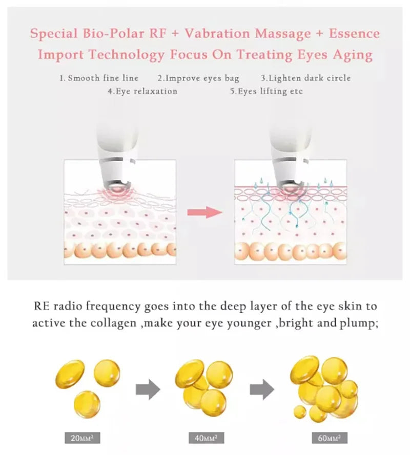 Professional BIO+RF Eye Lift Massager Skin Tightening High Frequency Vibration Machine Anti-wrinkle Dark Circles Eye Fatigue