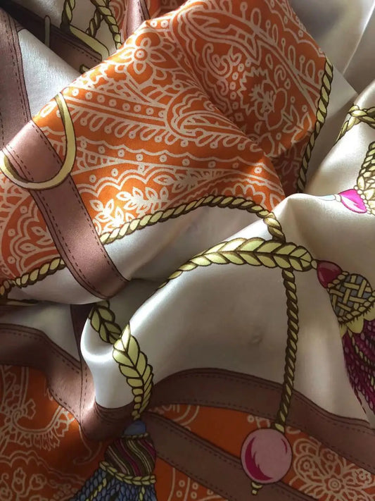Bufanda de seda 100 % pura morera con estampados de moda