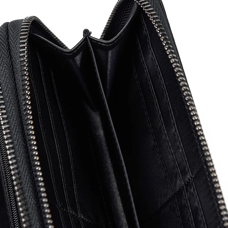 Men's crazy horse Leather long wallet Zip around genuine leather wallet Phone case purse with coin pocket 4 interlayer pocket