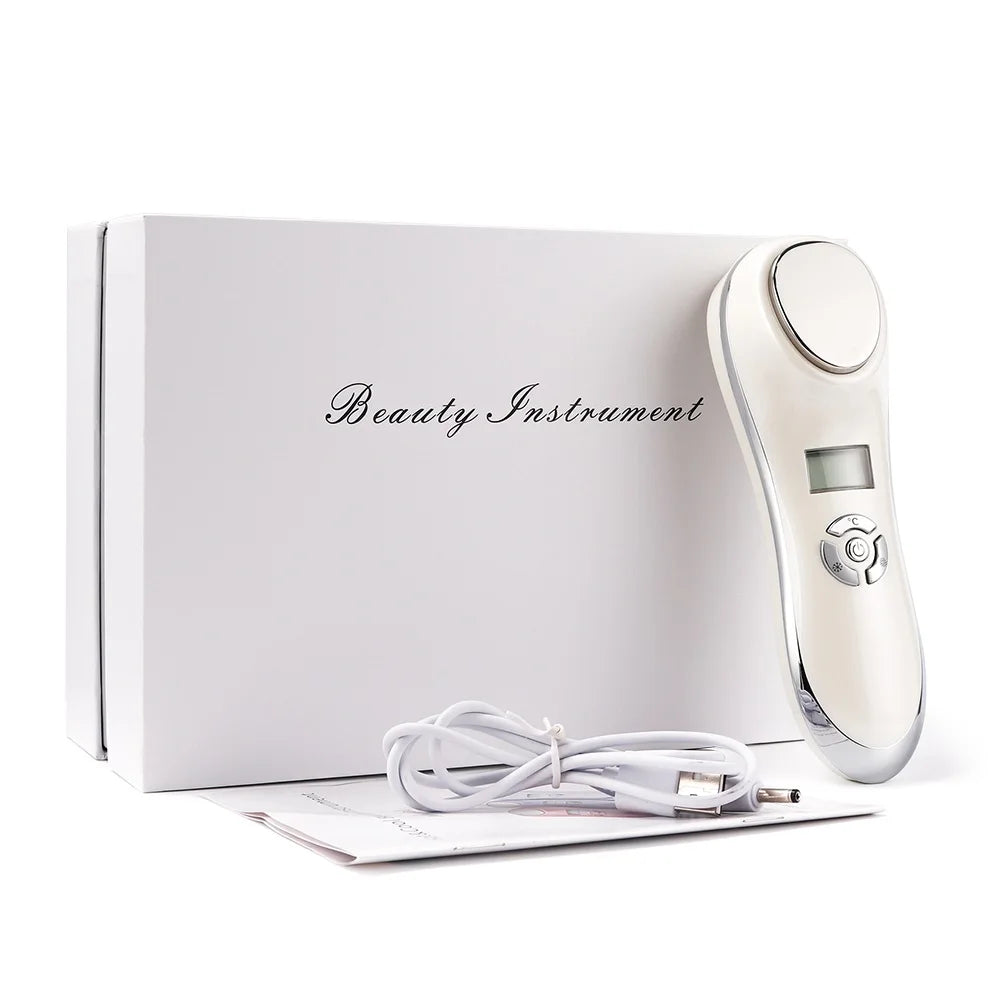 Portable Hot Cold Hammer Beauty Device Ultrasonic Cryotherapy Skin Lifting Tightening Vibration Massager Shrink Pores Anti Aging
