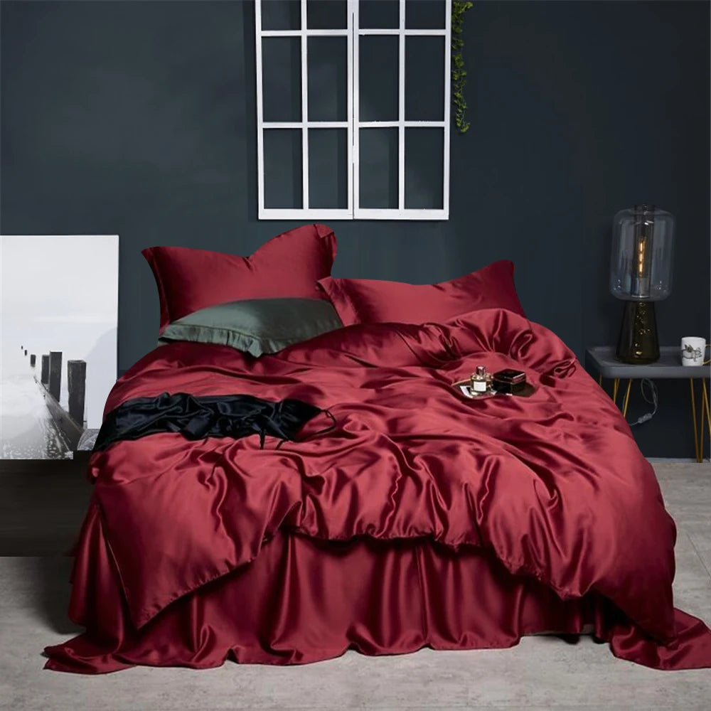 Lanlika White 100% Silk Bedding Set Double Queen King Duvet Cover Fitted Sheet Or Flat Sheet Bed Linen Pillowcase 4PCS
