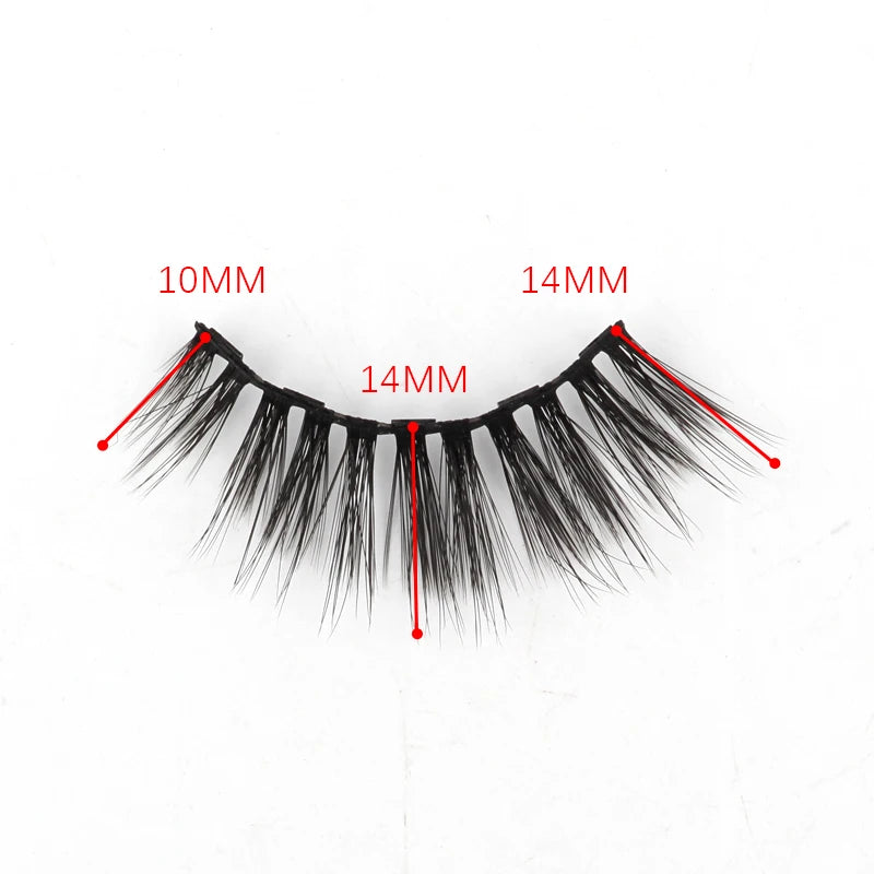 Set di 3 Paia di Extension Ciglia Magnetiche con Eyeliner e Pinzetta