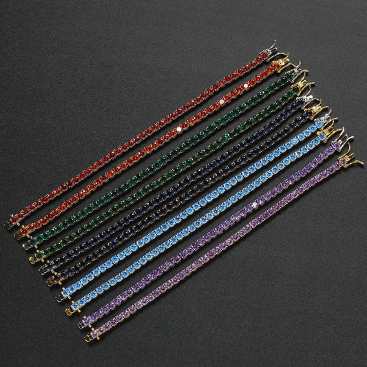 Bracciali Tennis con Zirconi Colorati di qualità AAA da 4 mm