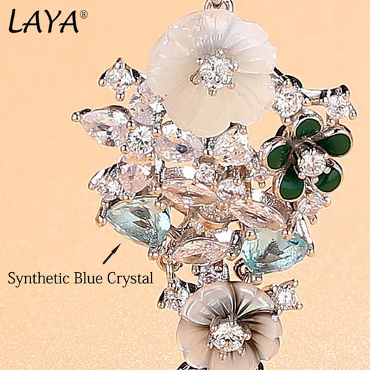 Laya 925 Sterling Silver Summer Hot Style Luxury Jewelry High Quality Zircon Natural Shell Flower Necklace For Women 2022 Trend