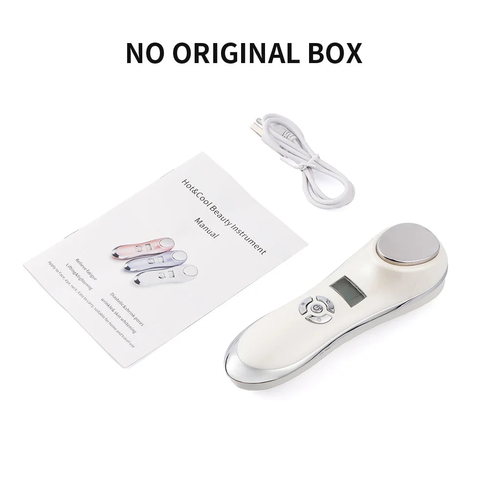 Portable Hot Cold Hammer Beauty Device Ultrasonic Cryotherapy Skin Lifting Tightening Vibration Massager Shrink Pores Anti Aging