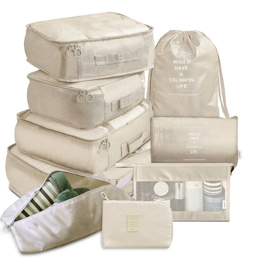 9 Pieces Set Travel Organizer Storage Bags Suitcase Packing Set Storage Cases Portable Luggage Organizer Clothes Shoe Tidy Pouch