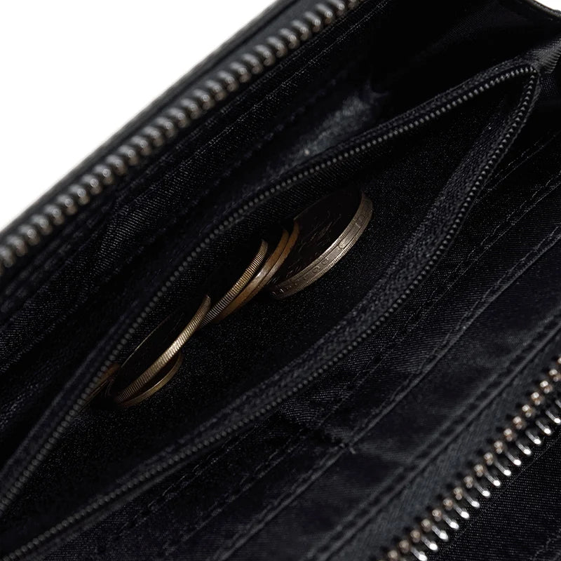 Men's crazy horse Leather long wallet Zip around genuine leather wallet Phone case purse with coin pocket 4 interlayer pocket