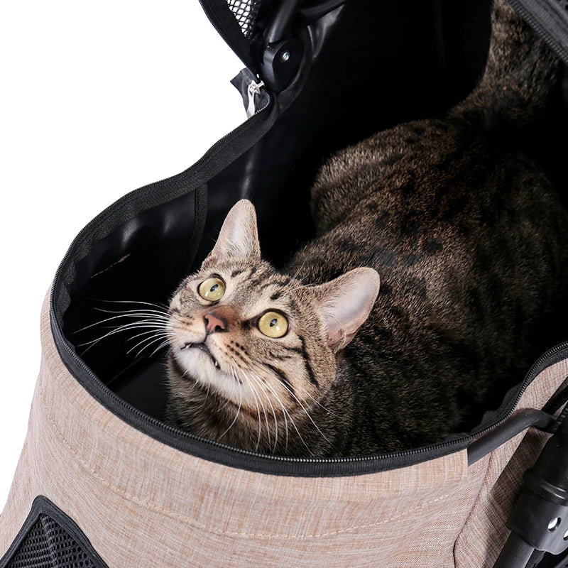 Foldable Pet Stroller 4-Wheel Dog Travel Stroller Pushchair Jogger with Storage Basket for Puppy Cat Pet Suplies Outdoor