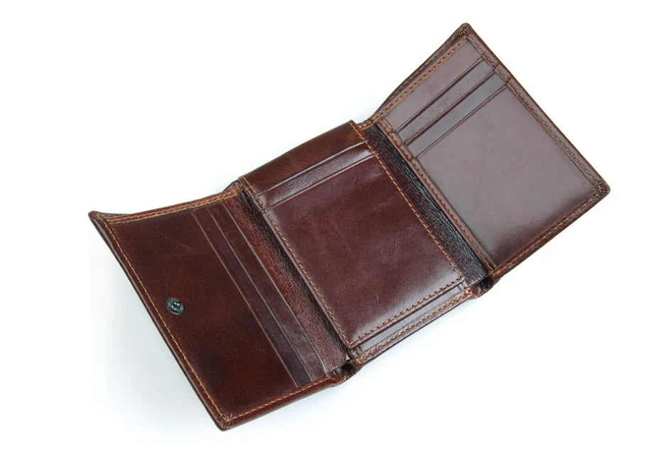 GENODERN Short Trifold Men Wallet with Multi Card Holder Fashion Wallet for Men RFID Blocking Wallet Anti Scanning Leather Purse