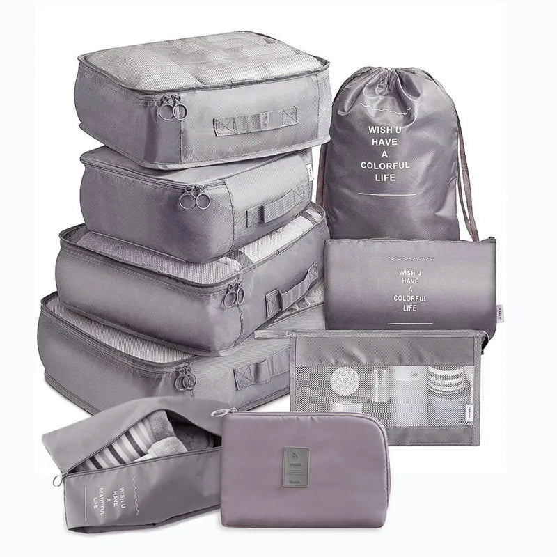 9 Pieces Set Travel Organizer Storage Bags Suitcase Packing Set Storage Cases Portable Luggage Organizer Clothes Shoe Tidy Pouch