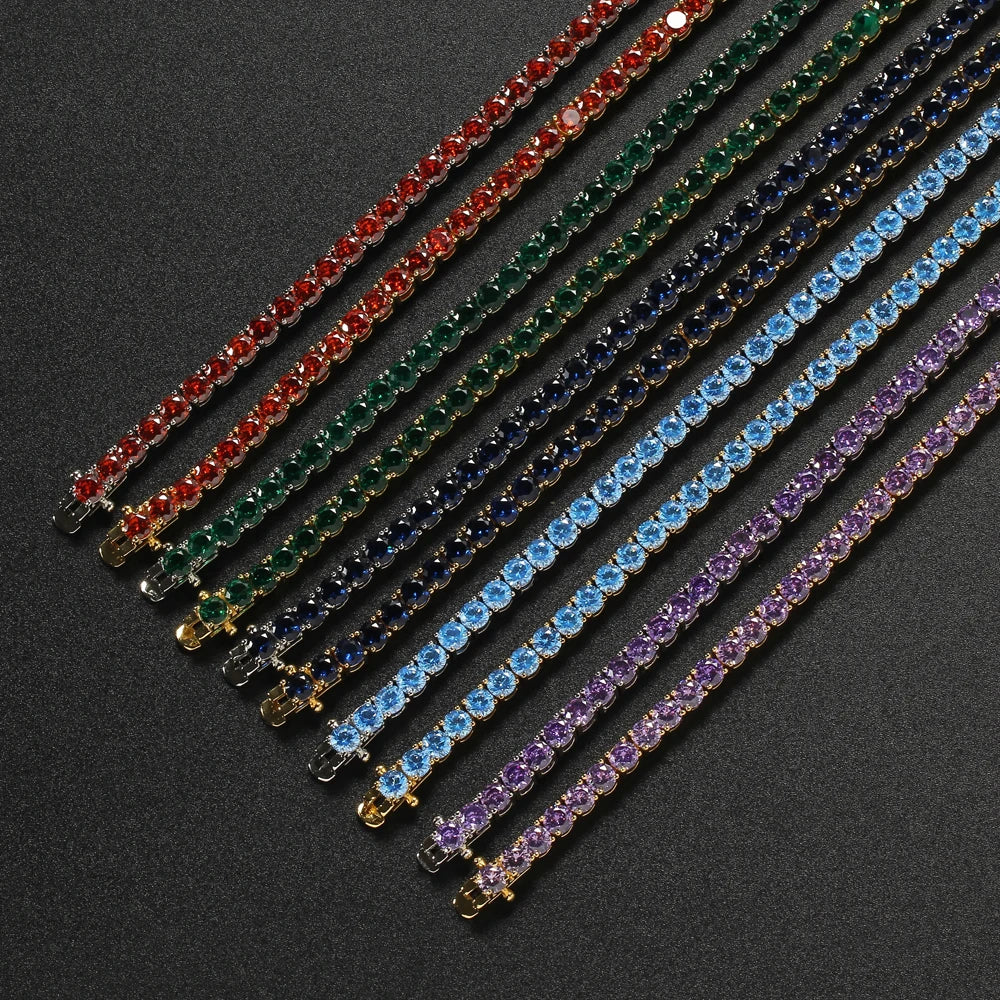 Bracciali Tennis con Zirconi Colorati di qualità AAA da 4 mm