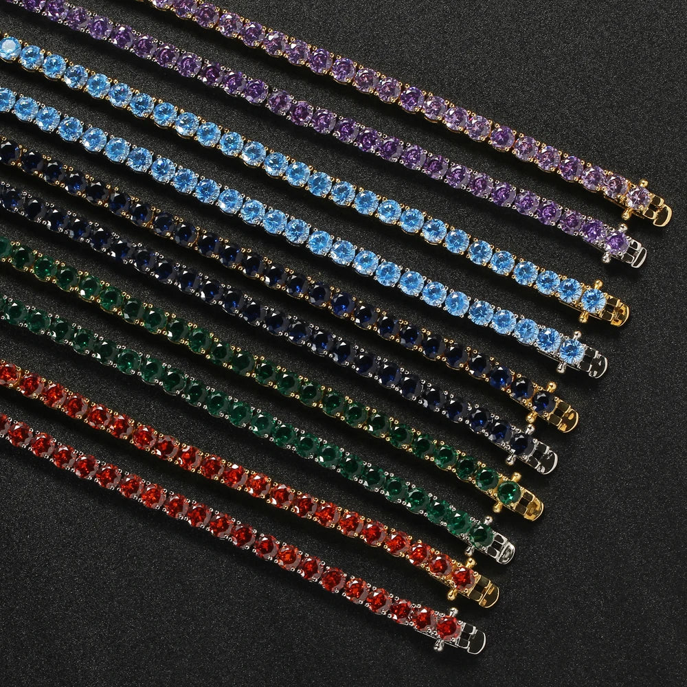 Bracciali Tennis con Zirconi Colorati di qualità AAA da 4 mm