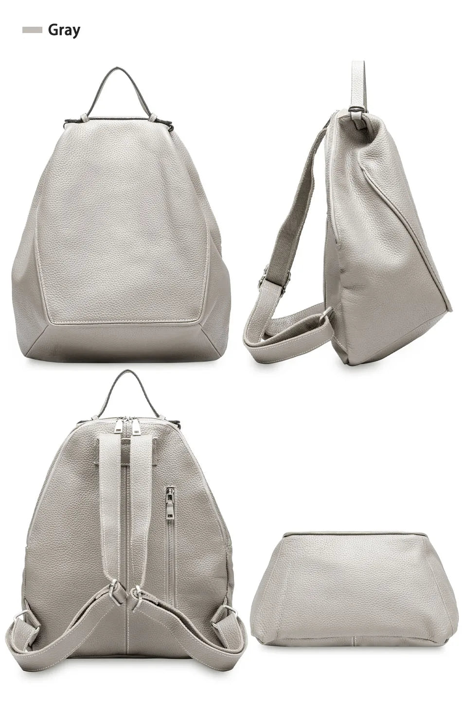 Zency Women Stylish Classic Backpack Khaki Genuine Leather Knapsack Satchel Purse Roomy with Pockets Fit A4 Ipad 9.7'' Rucksack