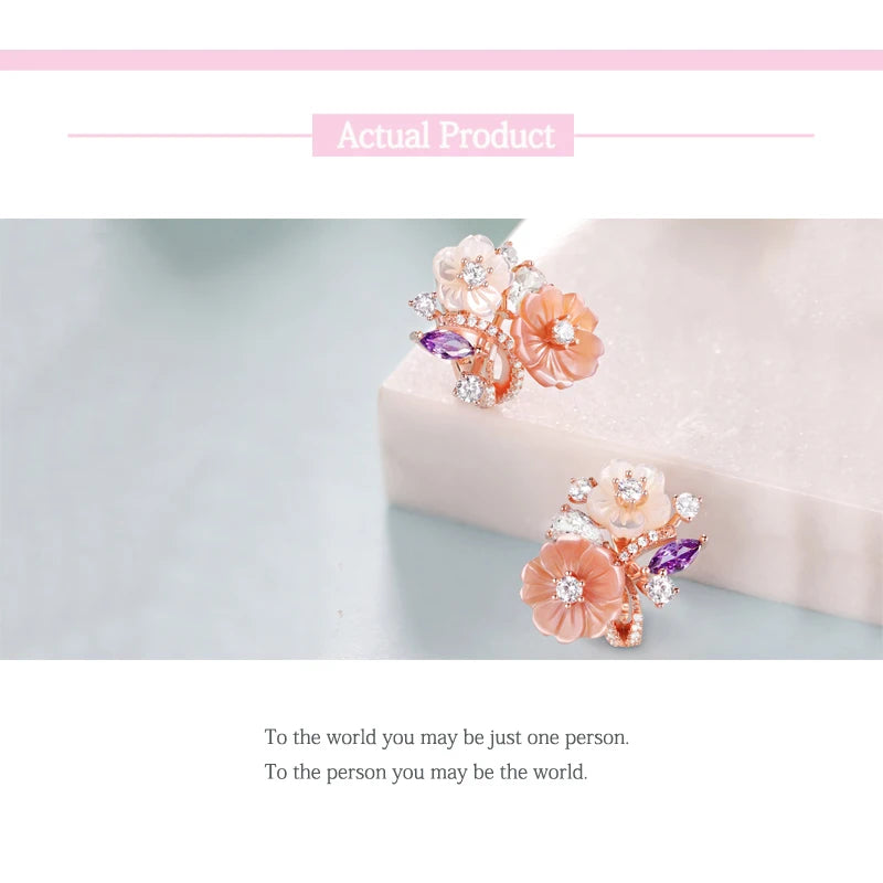 Laya Clip Earrings For Women High Quality Zircon Natural Shell Flower 925 Sterling Silver Fashion Original Jewelry 2022 Trend