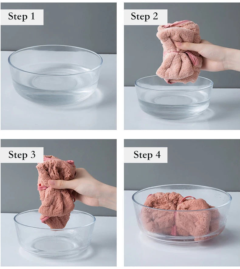 Bowknot Hand Towels for Kitchen Bathroom Coral Velvet Microfiber Soft Quick Dry Absorbent Cleaning Cloths Home Sauna Terry Towel