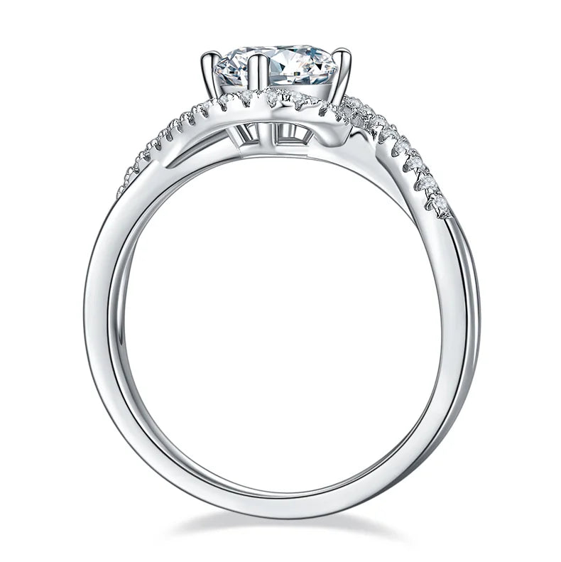 AnuJewel 1ct D Color Moissanite 18K Gold Plated  Halo Angel Eye Engagement Wedding  Rings Wholesale