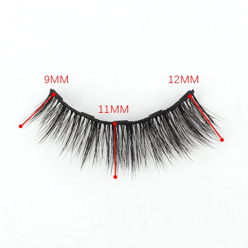Set di 3 Paia di Extension Ciglia Magnetiche con Eyeliner e Pinzetta